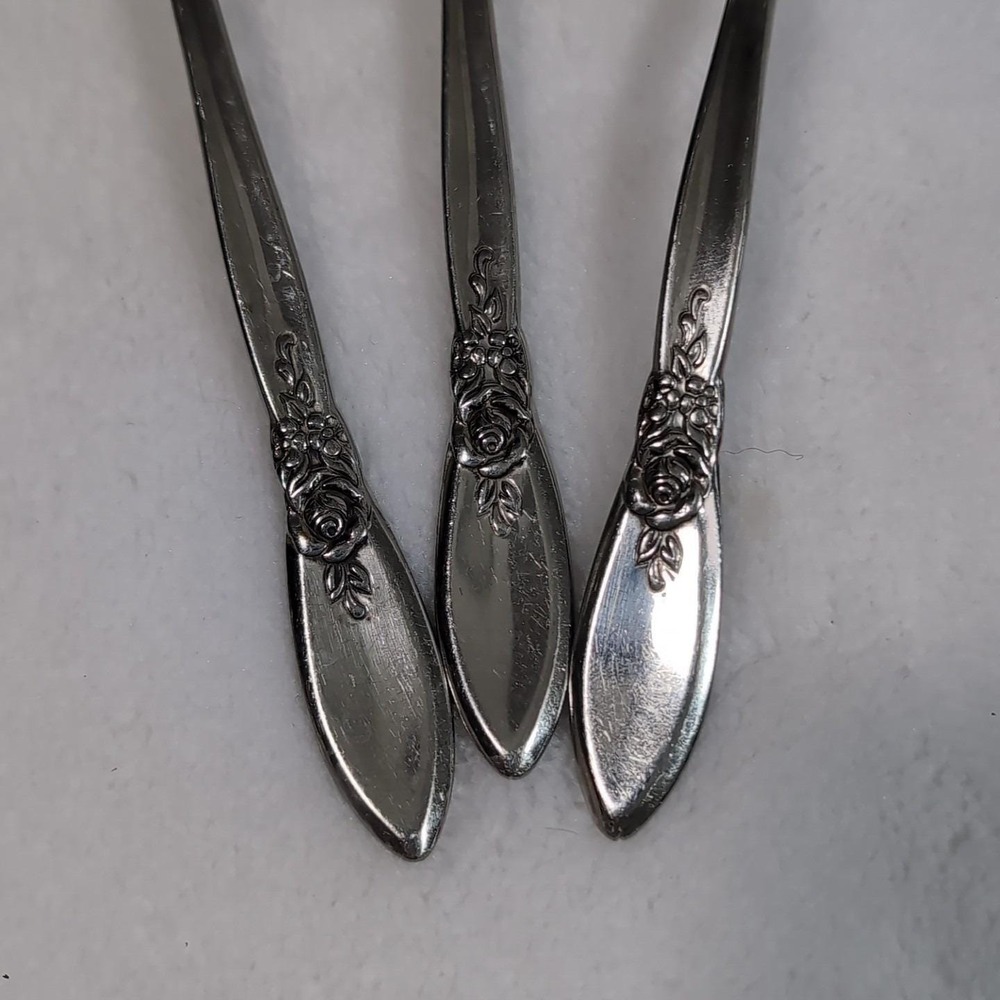 Oneida SPRING ROSE Betty Crocker Serving Spoons Stainless Flatware 1987 8" Vtg - Picture 5 of 7